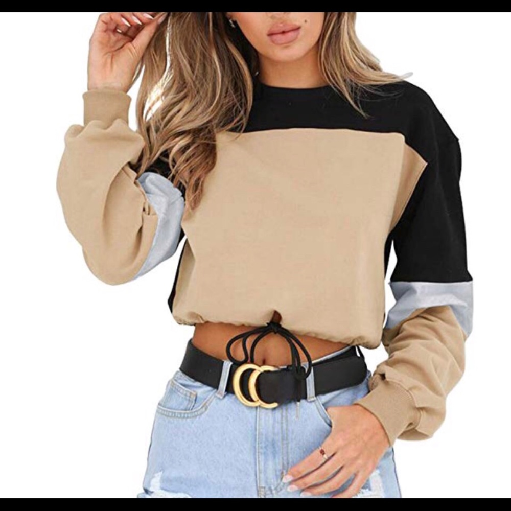 Long sleep draw string crop top